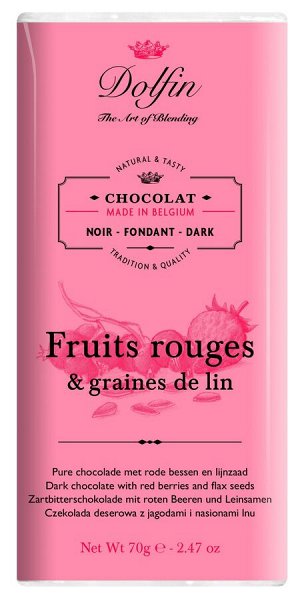 Chocolat noir aux fruits rouges et graines de lin