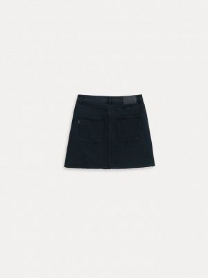 Джинсовая юбка-mini из eco-friendly с рельефными швами