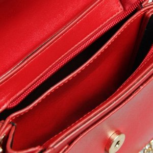 Сумка женская, 2 отдела на молнии, наружный карман, регулируемый ремень, цвет красный