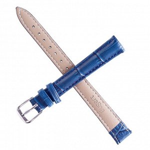 Ремешок для часов &quot;Bugert&quot; 12 мм, натуральная кожа, l=20 см, синий, фактура крокодил