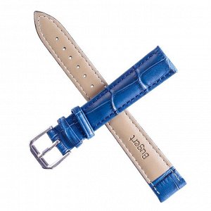 Ремешок для часов "Bugert" 14 мм, натуральная кожа, l=20 см, синий, фактура крокодил