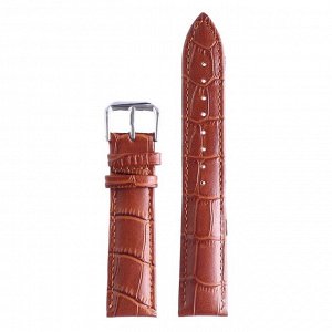 Ремешок для часов "Bugert" 18 мм, натуральная кожа, l=20 см, коричневый, фактура крокодил