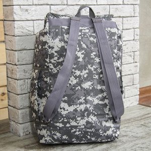 Рюкзак туристический, 55 л, отдел на шнурке, 3 наружных кармана, цвет серый/камуфляж