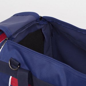 Сумка спортивная, отдел на молнии, с увеличением, 3 наружных кармана, длинный ремень, цвет синий/красный