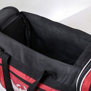 Сумка спортивная на молнии с увеличением, 3 наружных кармана, цвет чёрный/красный