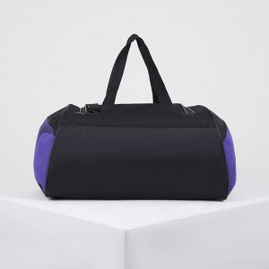 Сумка спортивная, отдел на молнии, 2 наружных кармана, длинный ремень, цвет чёрный/фиолетовый