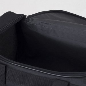 Сумка спортивная, отдел на молнии, 2 наружных кармана, длинный ремень, цвет чёрный/фиолетовый