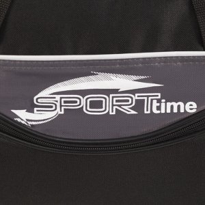 Сумка спортивная, 3 отдела на молниях, наружный карман, длинный ремень, цвет чёрный/серый
