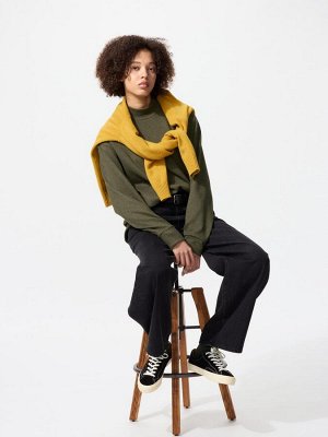 UNIQLO - флисовый свитшот с мок-воротником - 03 GRAY
