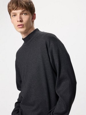 UNIQLO - флисовый свитшот с мок-воротником - 08 DARKGRAY