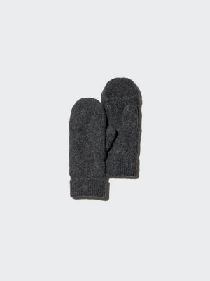 UNIQLO - теплые варежки из пряжи-суфле - 08 DARKGRAY