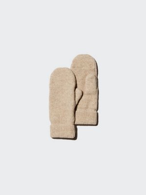 UNIQLO - теплые варежки из пряжи-суфле - 32 BEIGE