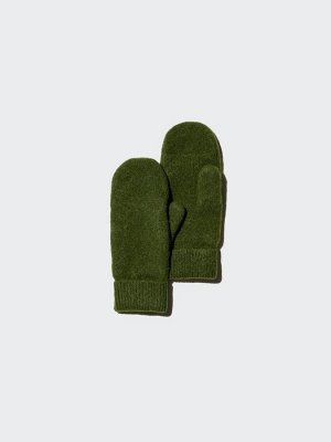 UNIQLO - теплые варежки из пряжи-суфле - 57 OLIVE
