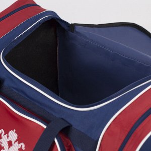 Сумка спортивная, 3 отдела на молниях, наружный карман, длинный ремень, цвет синий/красный