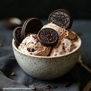 Вкусландия пломбир с кусочками шоколадного печенья и шоколадным топпингом 450гр (1/6