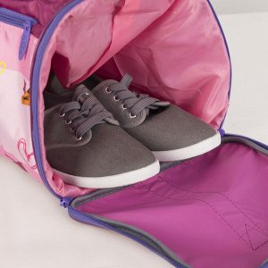Сумка для фитнеса, отдел на молнии, наружный карман, отдел для обуви, длинный ремень, цвет сиреневый/розовый