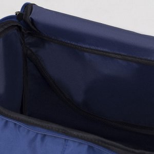 Сумка спортивная, отдел на молнии, 3 наружных кармана, длинный ремень, цвет синий