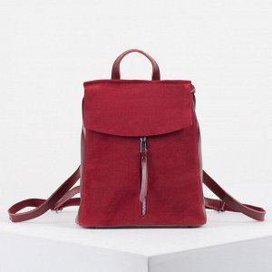 Рюкзак молодёжный, 2 отдела на молниях, 2 наружных кармана, цвет красный