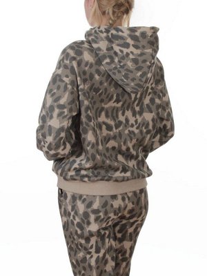 869-3 BEIGE/LEOPARD Костюм спортивный зимний женский (95% хлопок, 5% полиэстер)