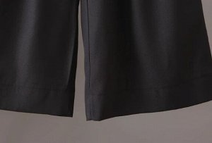 Брюки широкие из костюмной ткани, пояс на резинке, темно-серый