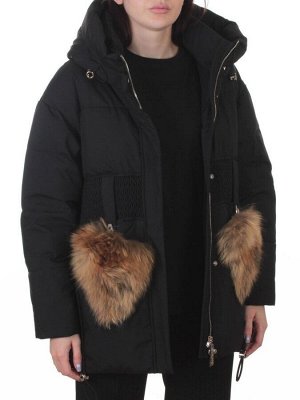 8809 BLACK Куртка зимняя женская (200 гр. холлофайбер)