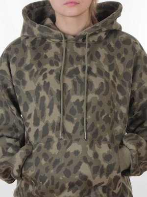 868-6 GREEN/LEOPARD Костюм спортивный зимний женский (95% хлопок, 5% полиэстер)