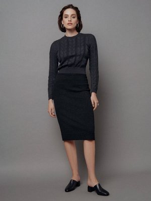 Прилегающая юбка с разрезом из пряжи с шерстью anthracite