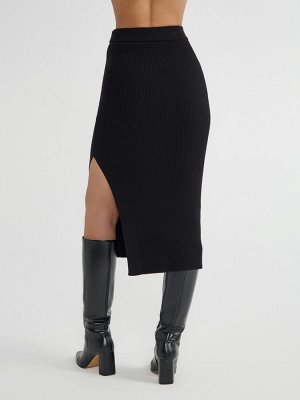 Юбка в рубчик из пряжи с хлопком и шерстью  black