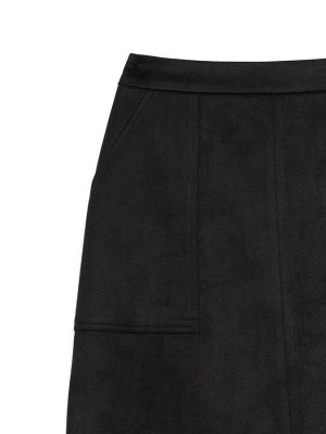 Юбка А-силуэта с эффектом замши и рельефными линиями black