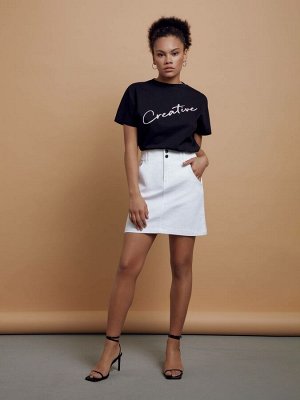 Джинсовая юбка прямого силуэта white