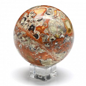 Шар из яшмы цветочной красной, диаметр 71мм, 434г.