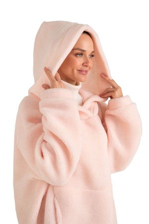 Толстовка женская из овечьей шерсти оверсайз HOT TREND (с капюшоном, цвет Пудра) цвет ТЕЛЕСНЫЙ