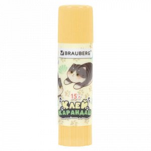 Клей-карандаш 15 г, кросс-серия "МИЛЫЕ КОТЫ", ассорти, BRAUBERG, 273228