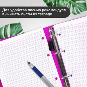 Тетрадь на кольцах А5 175х220 мм, 120 л., пластик, на липучке, с разделителями, BRAUBERG, Розовый, 404635