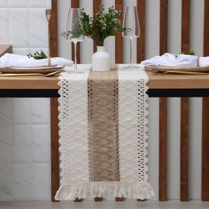 Дорожка «Этель. Сканди», коричневая, 32x150 см, 50% хлопок, 50% лён