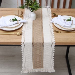 Дорожка «Этель. Сканди», коричневая, 32x150 см, 50% хлопок, 50% лён