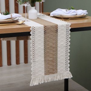 Дорожка «Этель. Сканди», коричневая, 32x150 см, 50% хлопок, 50% лён