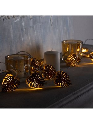 Гирлянда «Нить» 2.5 м с насадками «Листочек», IP20, прозрачная нить, 10 LED, батарейки AAх2 (нет в комплекте), свечение тёплое белое