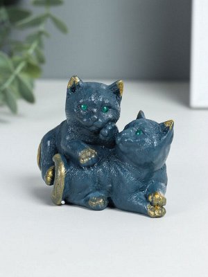 Фигурка гипс «Кошачья дружба», серо-голубой, 9x5.5x7 см