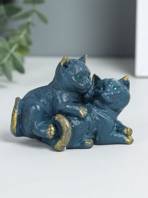 Фигурка гипс «Кошачья дружба», серо-голубой, 9x5.5x7 см
