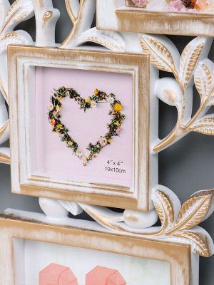 Фоторамка-коллаж на 9 фото с часами настенными «Семейное дерево», бесшумные, 51.5x65 см