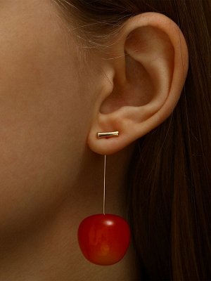 Серьги пластик «Ягодка» вишня, цвет красный в золоте