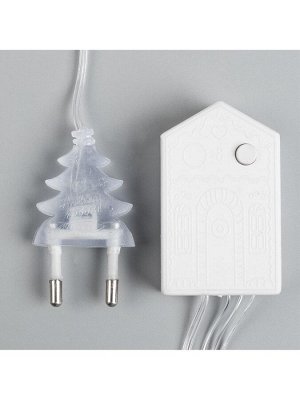 Гирлянда «Нить» 5 м с насадками «Игла», IP20, прозрачная нить, 50 LED, свечение белое, 8 режимов, 220 В