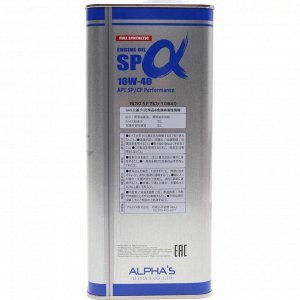 Масло моторное ALPHA'S 10w40 синтетическое, SP/CF, для бензинового двигателя, 4л, арт. 809644