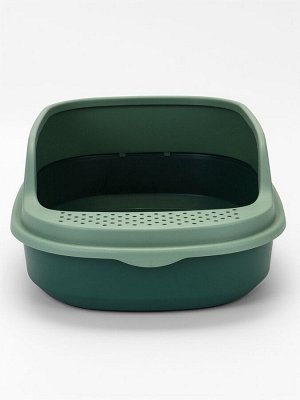 Лоток для кошек Фур-Мур 48?35.5 см с высоким бортом + совок, Soft-touch, изумруд