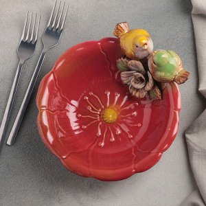 Блюдо сервировочное «Соловушки», 18x8 см, цвет красный