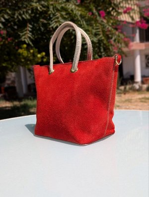 Итальянская сумка из натуральной кожи Ab.Z PELLE Mini Shopper (440) Rojo