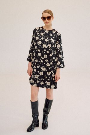 Платье Lokka 1711 черный/бежевые цветы