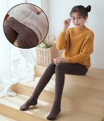 Теплые колготки коричневые