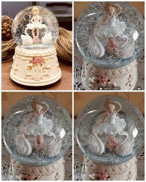 Снежный стеклянный шар "Балерина", автоснег, красивый подарок